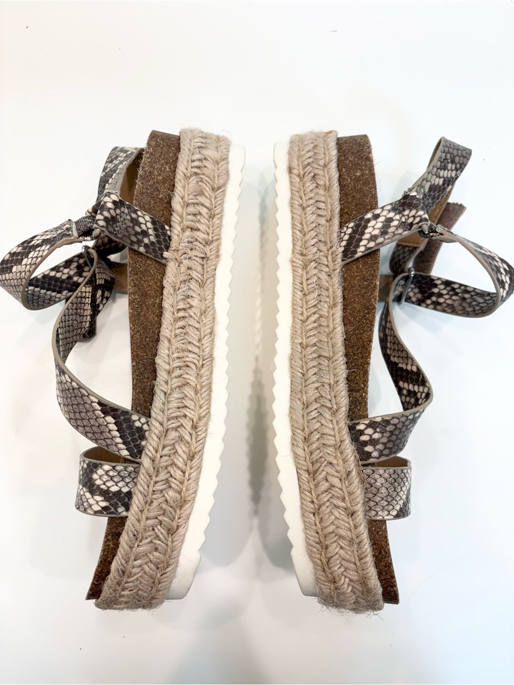 DV by Dolce Vita Snake-Print Espadrille Platform Sandals in Brown and Gray